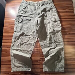 Arizona Cargo Pants Mens 38x30 Olive Khaki Cotton Straight Leg Utility Workwear